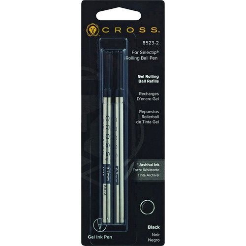 Cross Selectip Gel Rolling Ball Refills, Medium, Black, 2 Pack