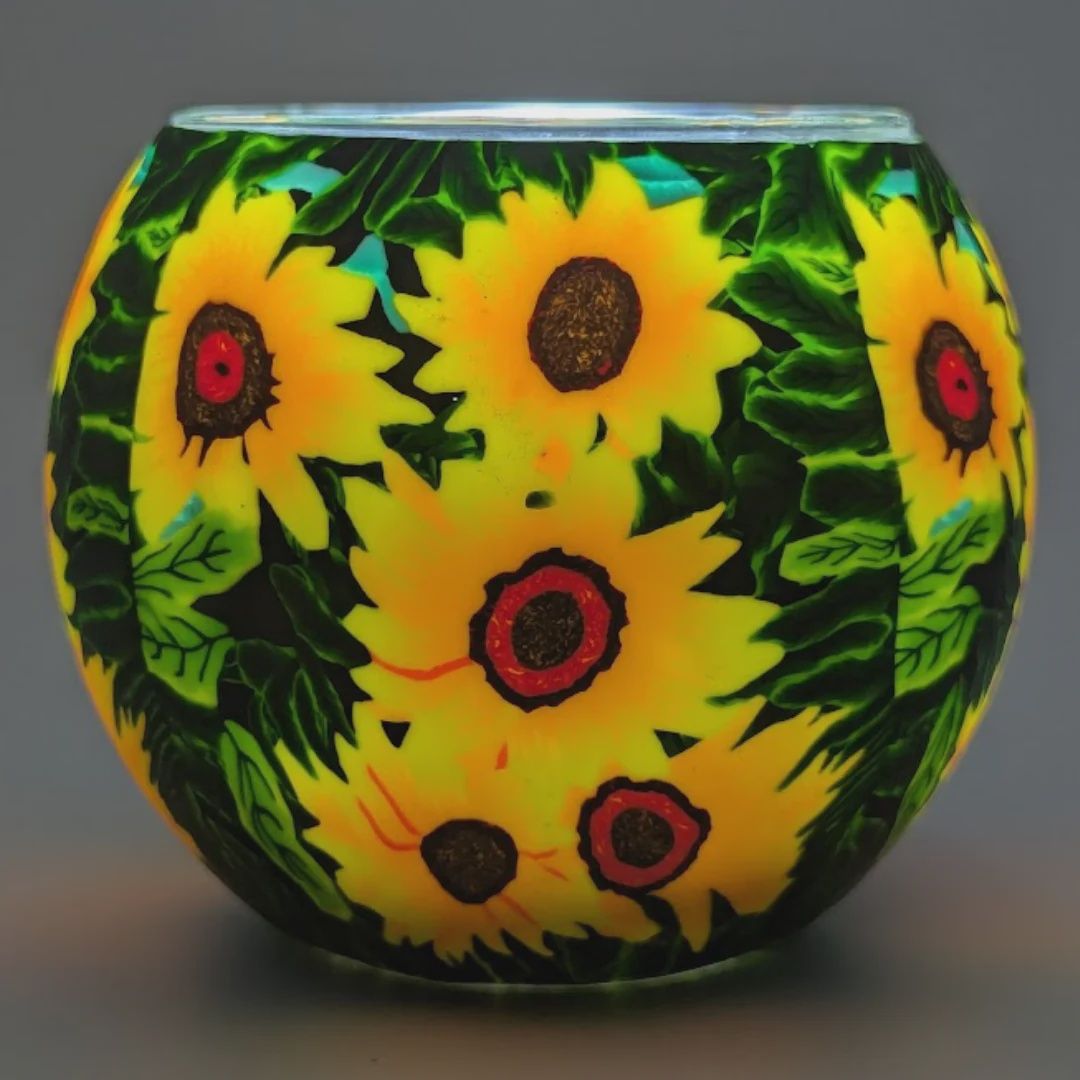 Claymaster Light Globe – Sunflowers Design, Gift Boxed, 3.5" x 4.0"