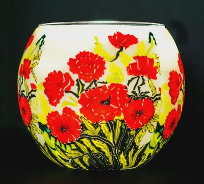 Claymaster Light Globe, Classic Poppies - 3.5" x 4.0"