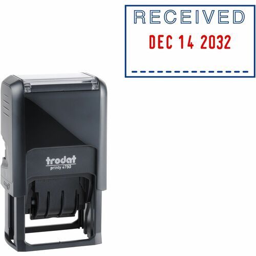 Trodat 4750 Self-inking Dater - "RECEIVED" - Blue &amp; Red Ink