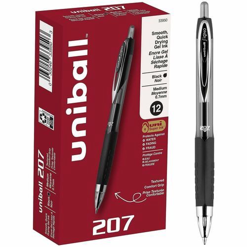 uni-ball 207 Retractable Gel, Medium, 0.7 mm, Black, Singles
