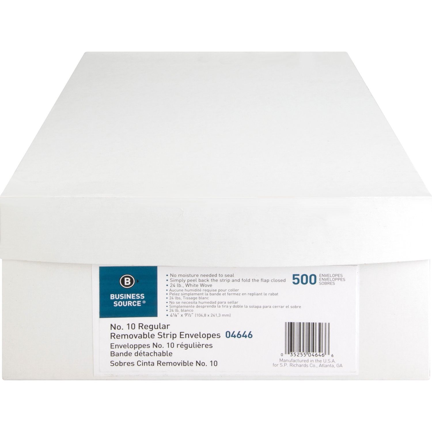 Business Source Plain Peel/Seal Business Envelopes, Box of 500