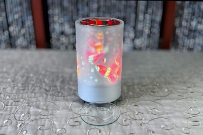 Rotary Dial Printed Inner Carousel Glass Lamp