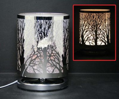 Silver Oval Shape Touch Lamp Forest J1325