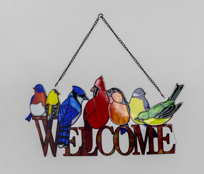 Welcome Bird Stain Glass Suncatcher