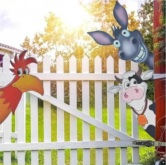 3 pc Metal Peeking Fence Animals