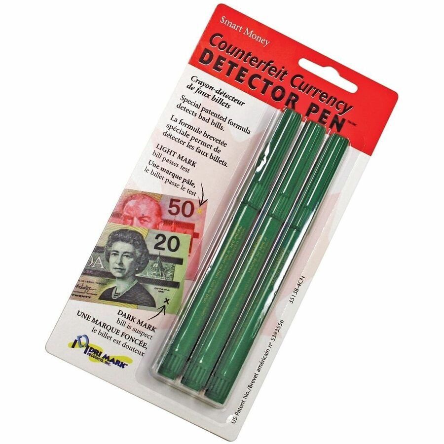 Dri Mark Counterfeit Detector Pen, Green, Pack of 3