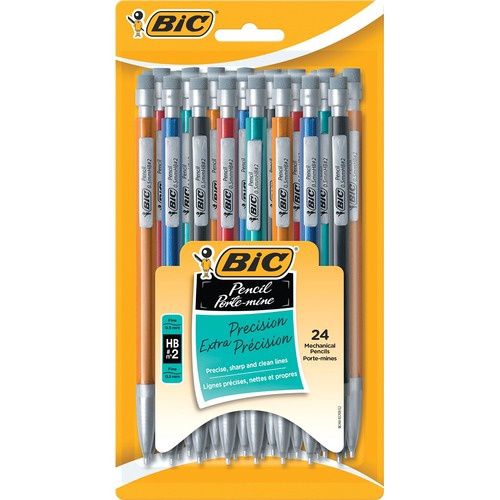 BIC Extra-Precision Mechanical Pencils, HB Lead, Fine (0.5mm), Pack of 24