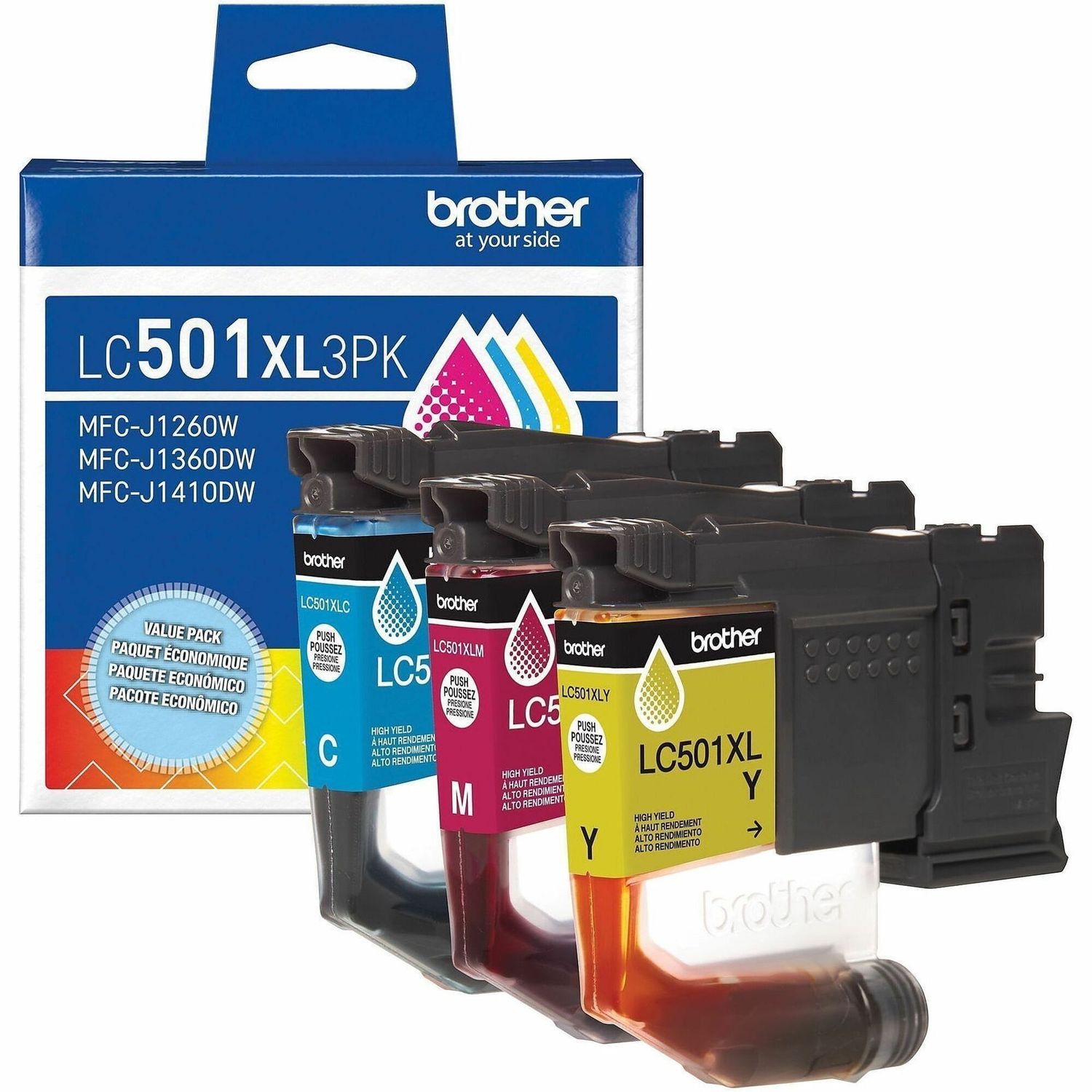 Brother High Yield Ink Cartridges, Cyan, Magenta, Yellow Multi-pack
