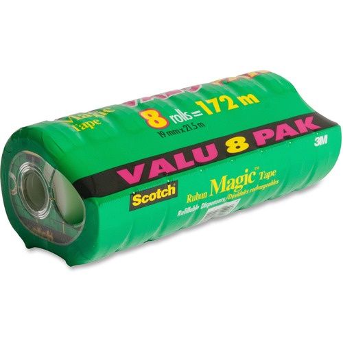 Scotch Invisible Magic Transparent Tape Dispensers, 0.75" Width, 8 Pack - Transpa