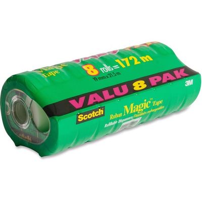 Scotch Invisible Magic Transparent Tape Dispensers, 0.75" Width, 8 Pack - Transpa
