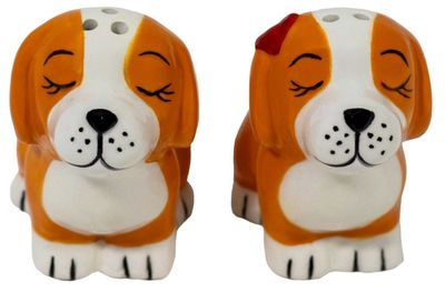 2pc Ceramic Dog Salt and Pepper Shakers