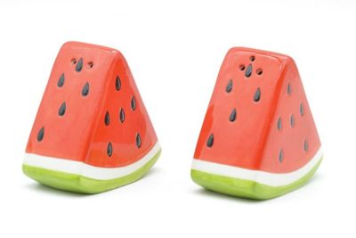 2 pc Ceramic Watermelon Wedge Salt &amp; Pepper Shakers