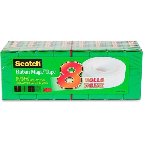 Scotch Invisible Magic Tape Boxed Refill Rolls, 27.8 yd x 0.75",  8 Pack
