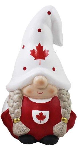 Ceramic Canadian Girl Gnome Statue