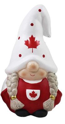Ceramic Canadian Girl Gnome Statue