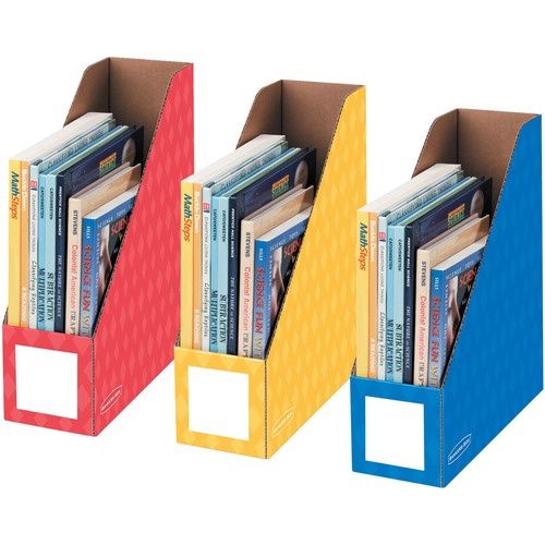 Bankers Box Magazine File Storage Holder, Yellow, Blue, Red, 3 Pack