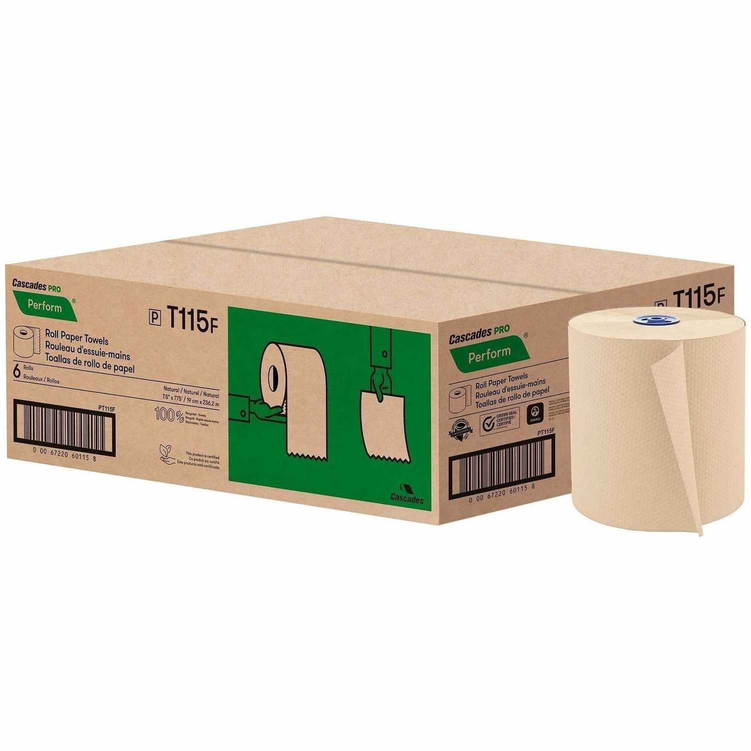Cascades PRO Roll Towels for Tandem, 775", Box of 6