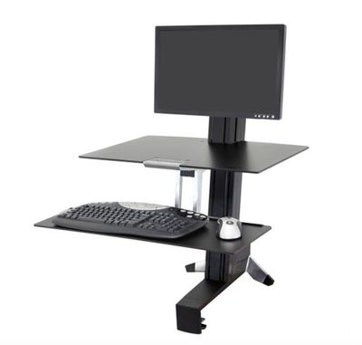 Ergotron WorkFit-S, Single LD Workstation with Worksurface - Black