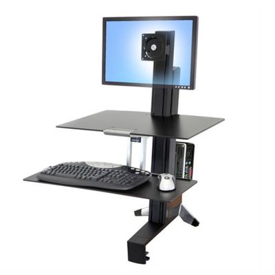 Ergotron WorkFit-S, Single LD Workstation with Worksurface - Black