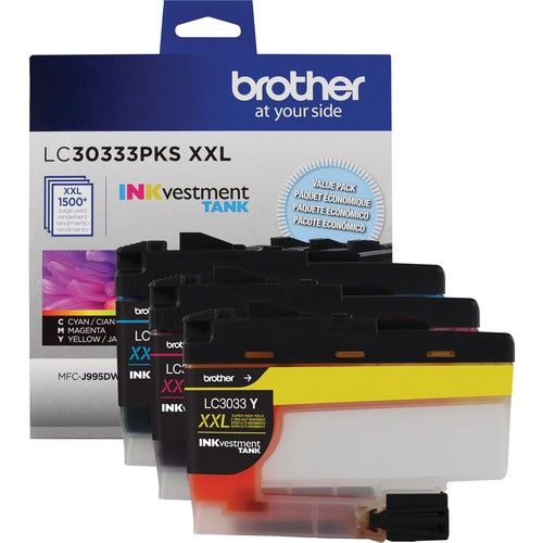 Brother LC30333PKS Ink Cartridges, Magenta, Yellow, Cyan, 3 Pack