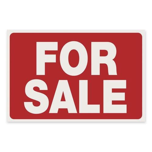 For Sale Sign, 12 x 8, Red &amp; White