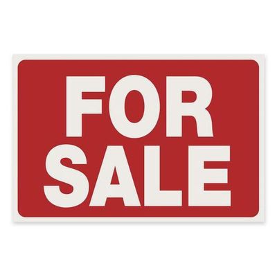 For Sale Sign, 12 x 8, Red &amp; White