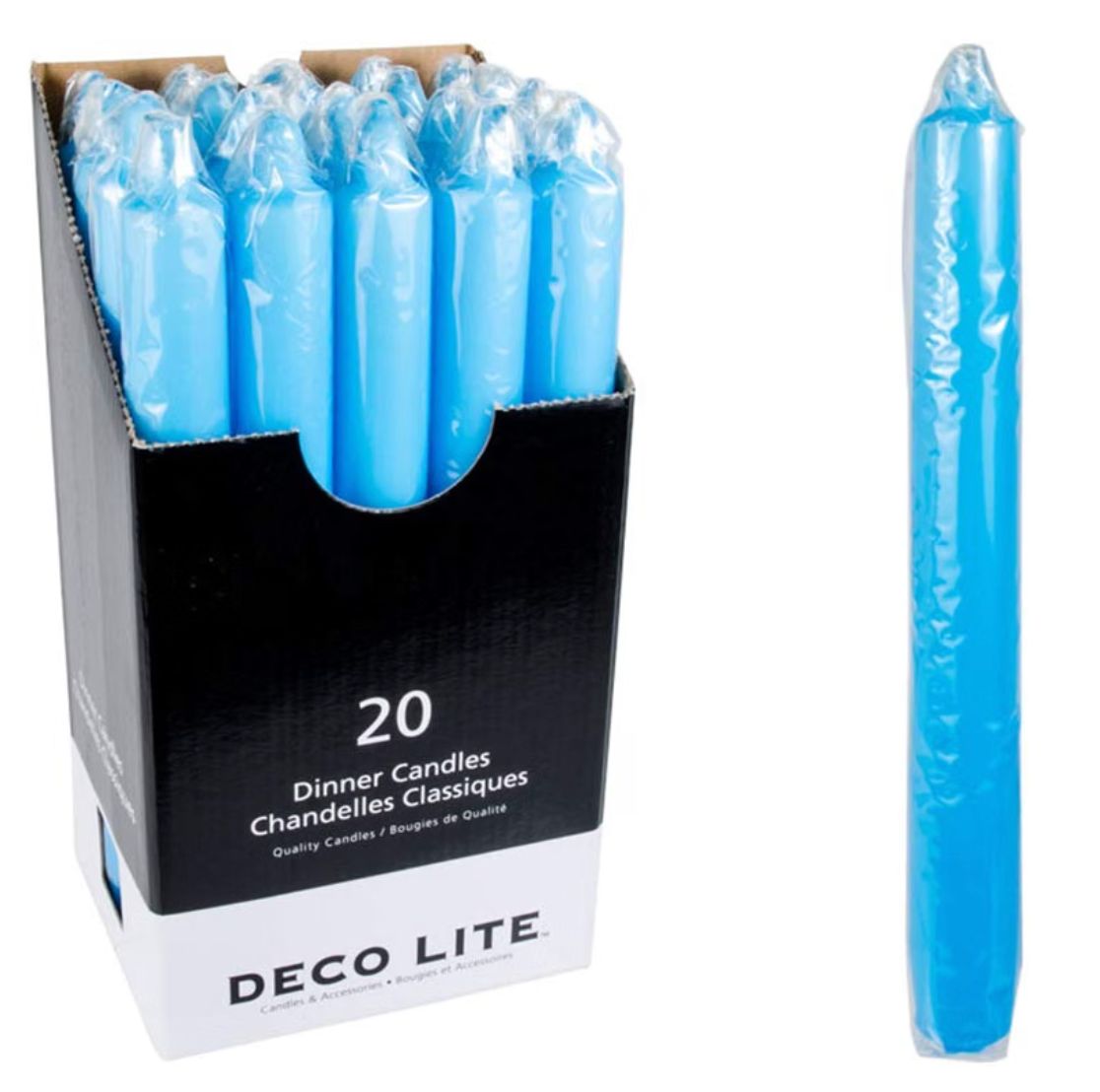 10" Dinner Candle Deco Lite Light Blue - Single Candle