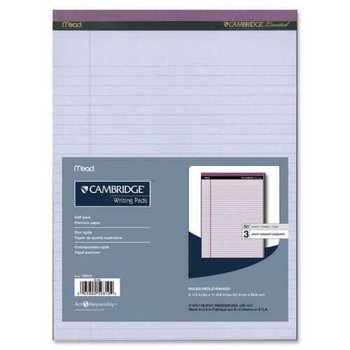 Mead Cambridge Writing Pads, 150 Sheets , 8 1/2" x 11", Orchid, 3 Pack