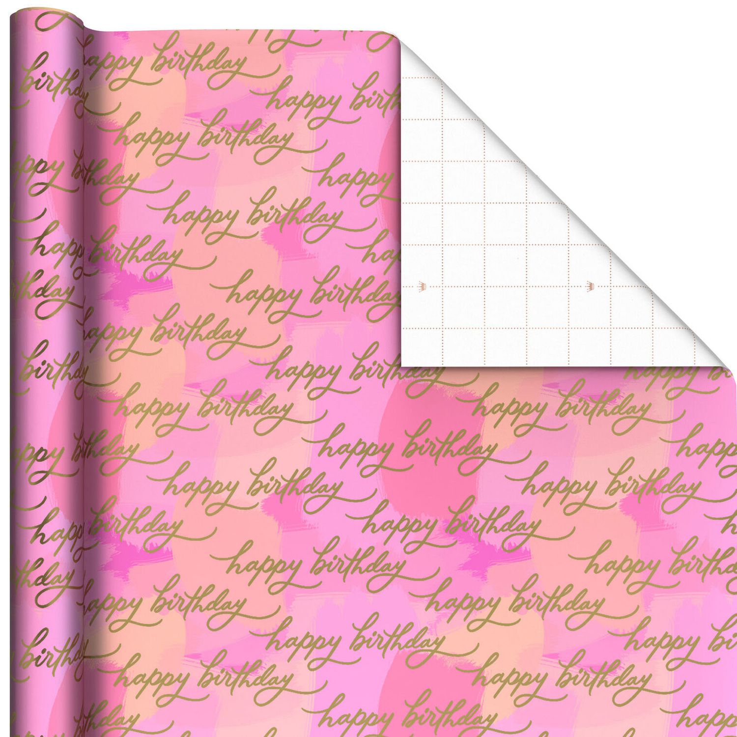 Happy Birthday Pink Foil Wrapping Paper