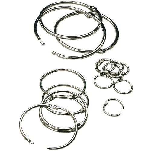 Westcott Book Rings, Loose Leaf Rings, Assorted Sizes,  Chrome, Pack of 15