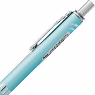Pentel EnerGel Alloy Retractable Gel Pen, 0.7mm, Aqua Barrel, Black Ink