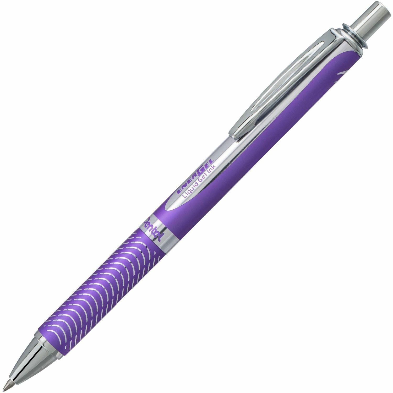 Pentel EnerGel Alloy Retractable Gel Pen, 0.7mm, Violet Barrel, Black Ink