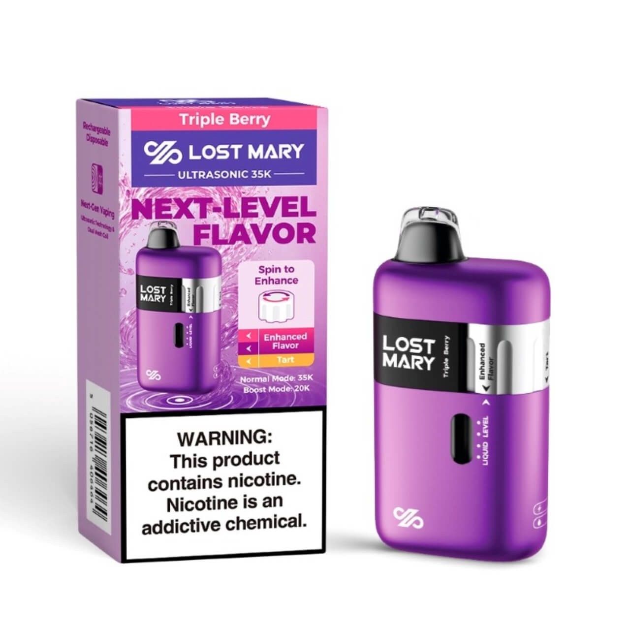 Lost Mary Ultrasonic 35K Puff Disposable, Flavor: Triple Berry