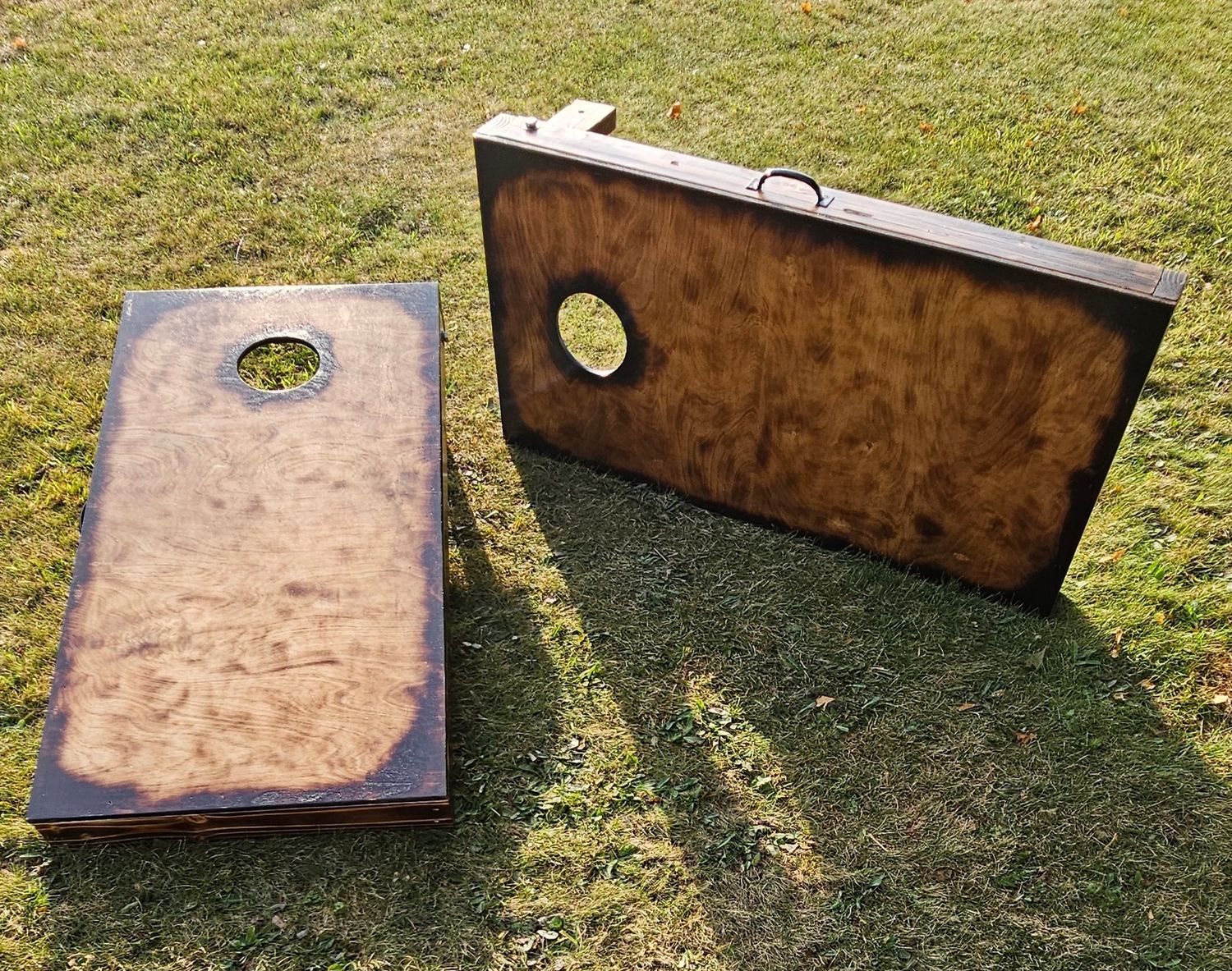 Corn hole boards-burned