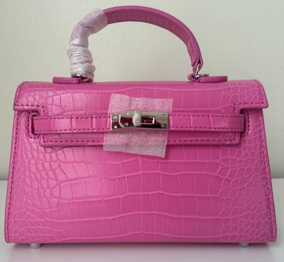 The Elle Croc embossed PU Leather Handbag- Silver Lock, Top Handle