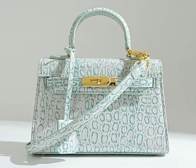 The Mint Croc Bag -Elegant Design with Unique Crocodile Texture and Mint Color Scheme Handbag.