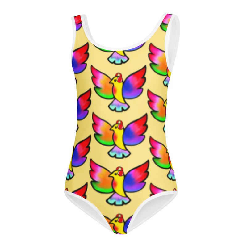 Fly Like a Bird Autism Caravan Design by iServalan Kids Swimsuit Bird Design 