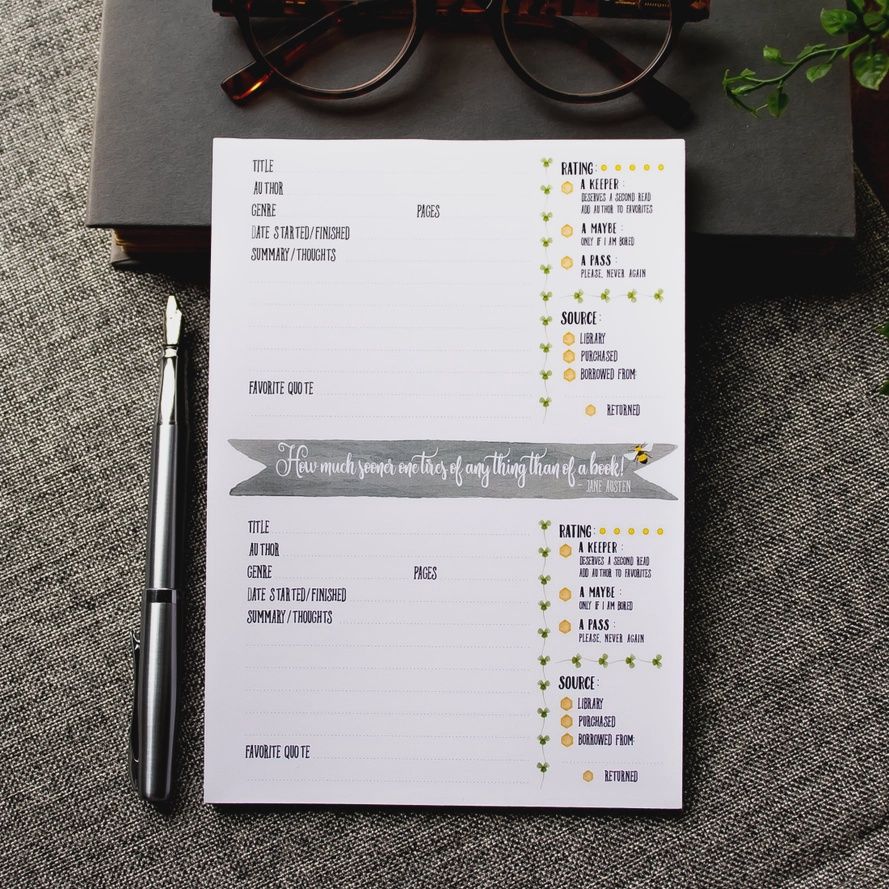 Jane Austen Bumblebee Book Notepad