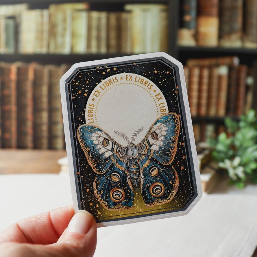 Lunar Moth Bookplate Sticker