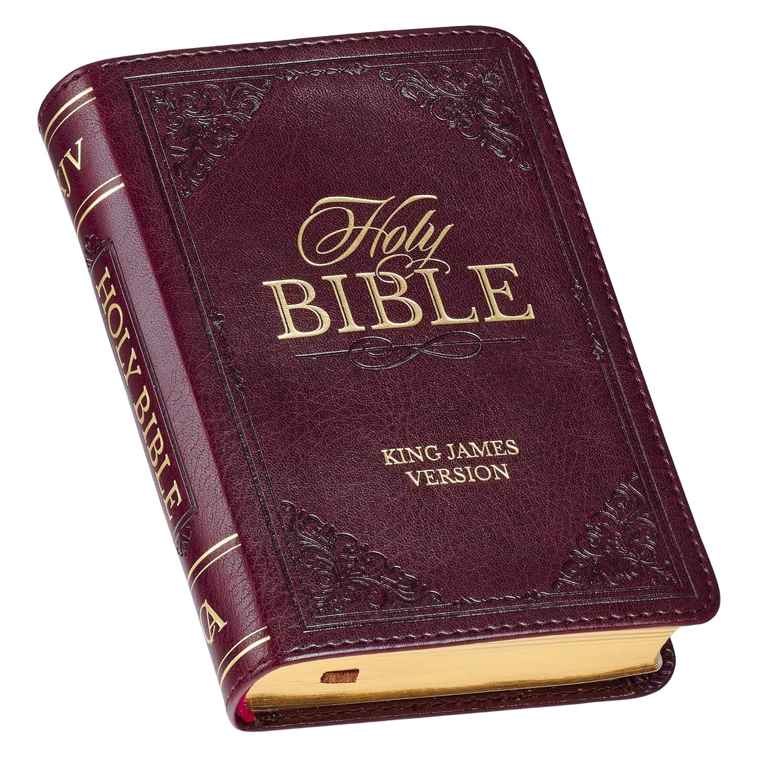 KJV Holy Bible Mini Burgundy, Material: Faux Leather - Burgundy