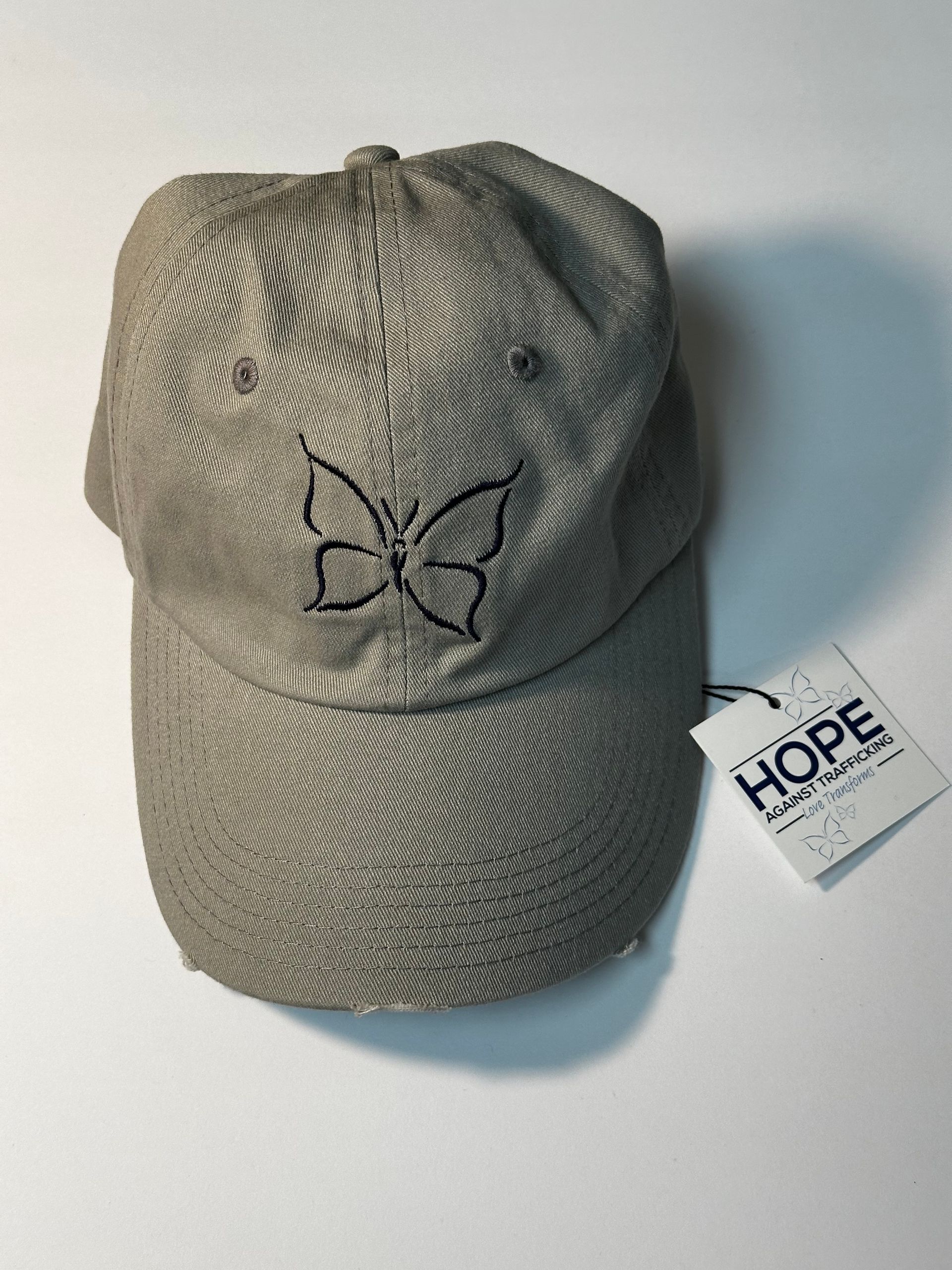 Cap Distressed Concrete Butterfly
