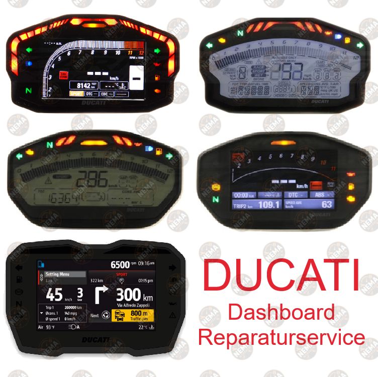 DUCATI Tacho Gehäuse inkl. Glas Reparaturservice - Panigale, Monster, Multistrada, Streetfighter
