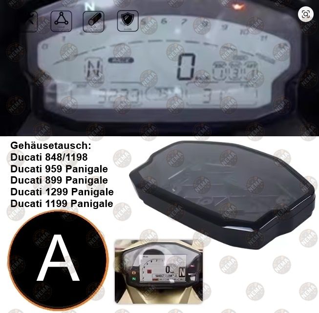 DUCATI Tacho Gehäuse inkl. Glas Reparaturservice - Panigale, Monster, Multistrada, Streetfighter