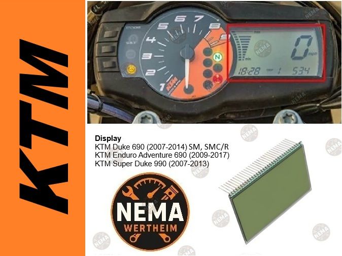KTM Tacho Display LCD Cluster Ersatzteil - 690, 990 Super Duke, SMCR, Adventure KTM Tacho Display LCD Cluster Ersatzteil - 690, 990 Super Duke, SMCR, Adventure