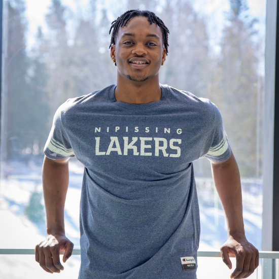 Men's Crew Neck Lakers Tee- Blue/Grey