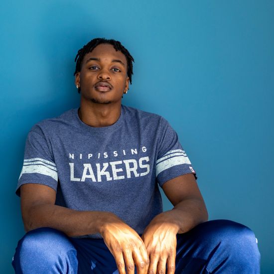 Men's Crew Neck Lakers Tee- Blue/Grey