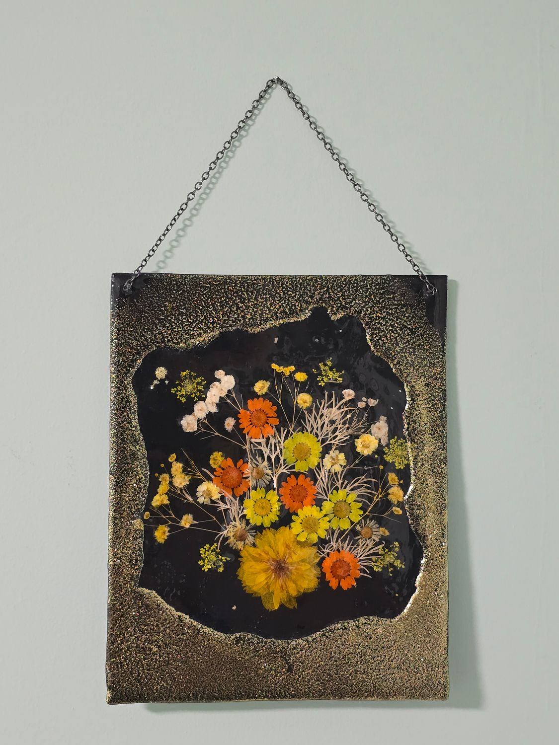 Autumn pressed flower art
