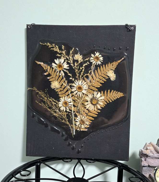 botanical resin wall decor

handmade floral frame black