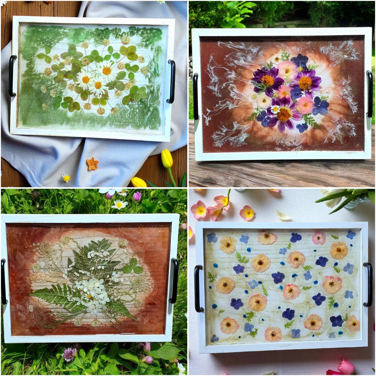 Resin Tray with Real Flowers– Functional Art for Kitchen, Dining &amp; Gifting